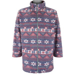 Vintage - Purple & Pink Patterned Fleece Sweatshirt 1990s Large