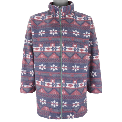 Vintage - Purple & Pink Patterned Fleece Sweatshirt 1990s Large