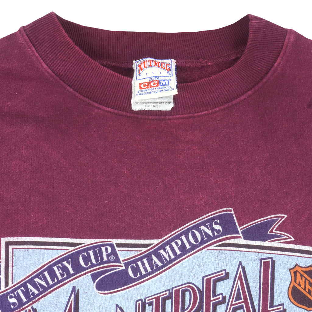 NHL (Nutmeg) - Montreal Canadiens Crew Neck Sweatshirt 1990s X-Large Vintage Retro Hockey