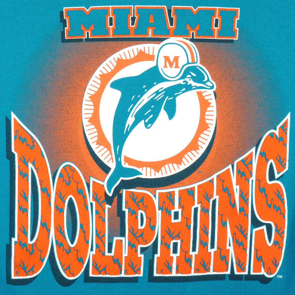 NFL - Miami Dolphins Crew Neck Sweatshirt 1990s Medium Vintage Retro Football