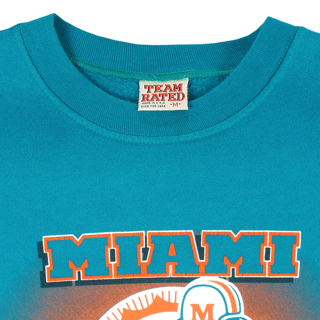 NFL - Miami Dolphins Crew Neck Sweatshirt 1990s Medium Vintage Retro Football