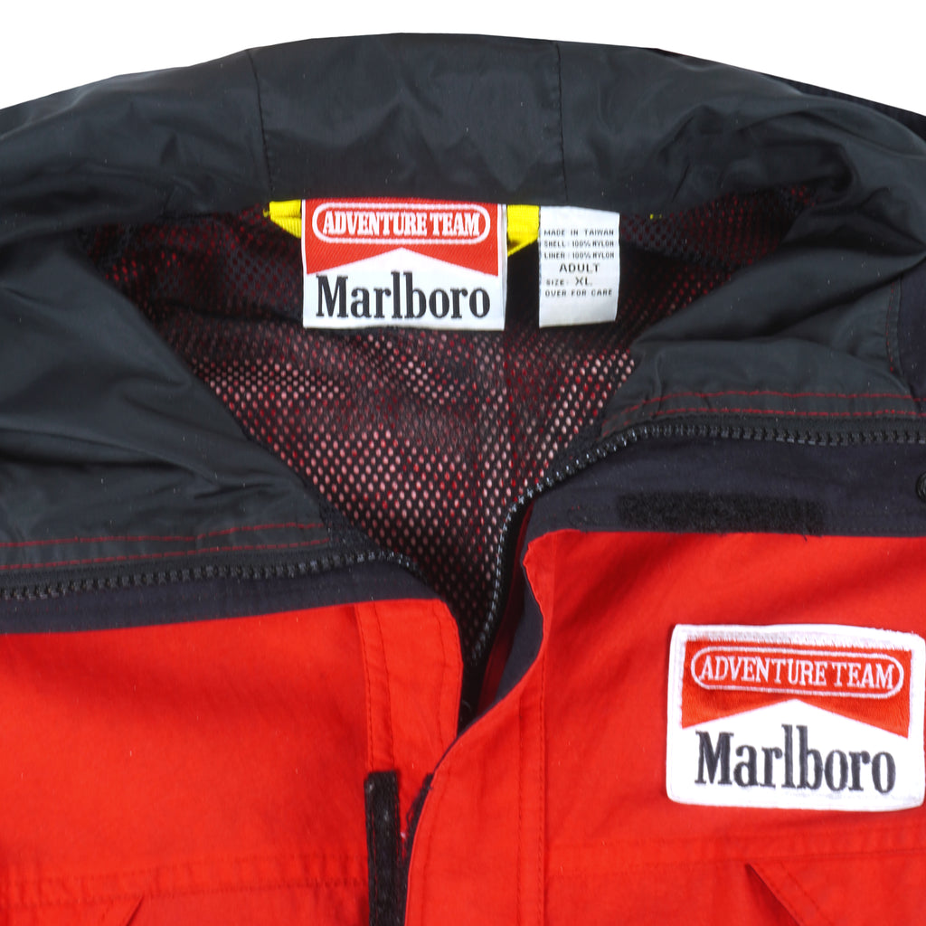 Vintage (Marlboro) - Red With Black Hooded Jacket 1990s X-Large Vintage Retro