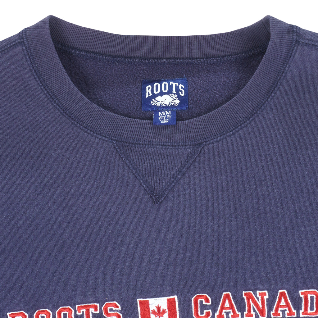 Vintage - Roots Canada Crew Neck Sweatshirt 1990s Medium Vintage Retro