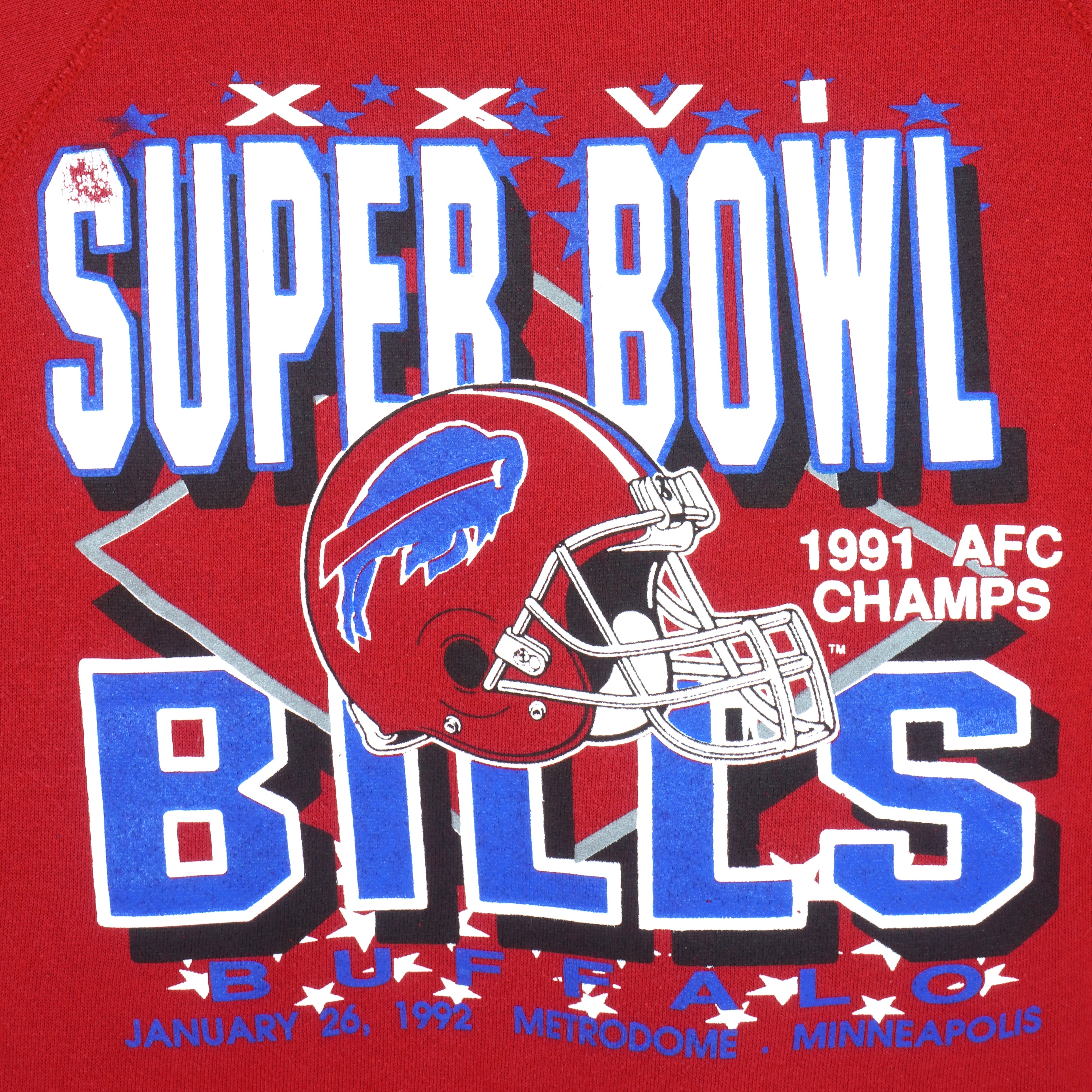 NFL - Buffalo Bills, Super Bowl 28th Crew Neck Sweatshirt 1991 2X-Large Vintage Retro Football