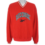 Reebok - Red Embroidered V-Neck Sweatshirt 1990s Large Vintage Retro