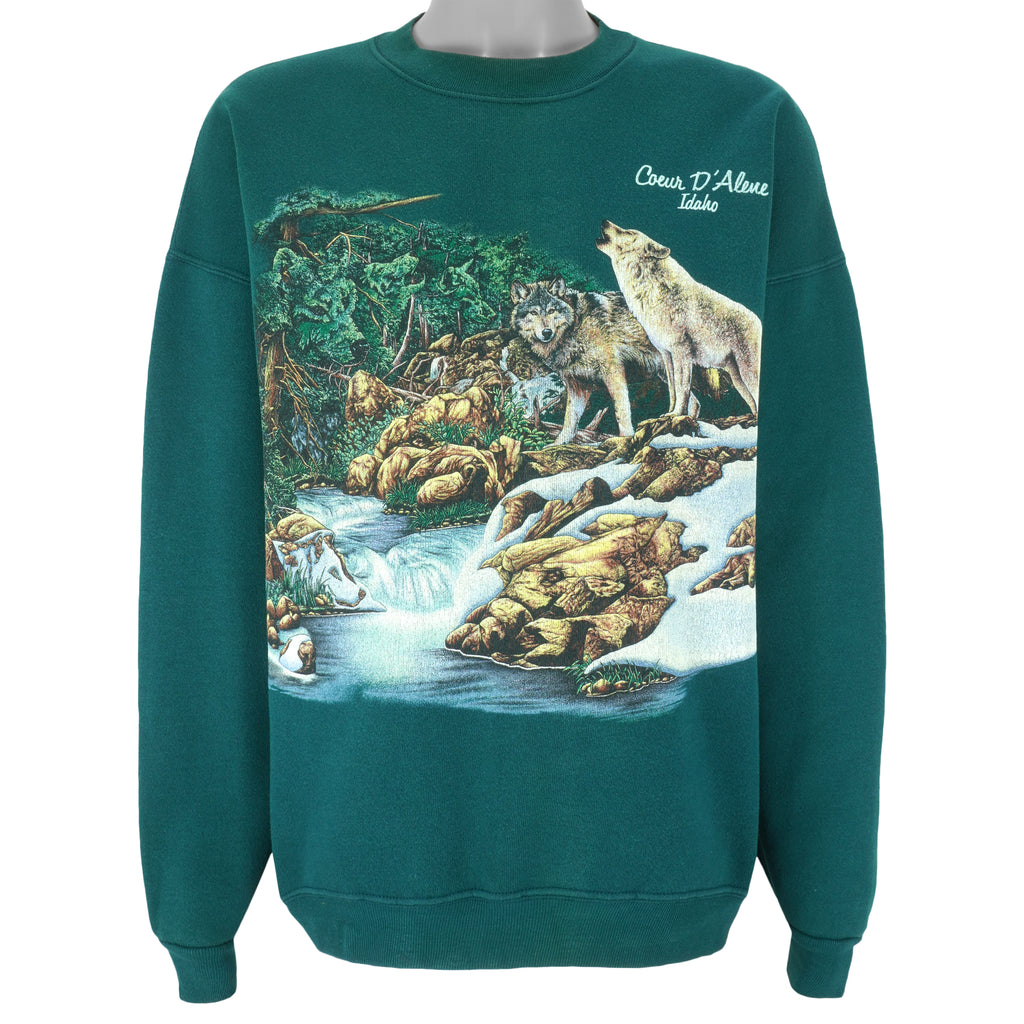 Vintage (Habitat) - Wolves Crew Neck Sweatshirt 1990s XX-Large Vintage Retro