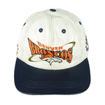 NFL (Pro Elite) - Denver Broncos Embroidered Leather Strapback Hat 1990s OSFA Vintage Retro