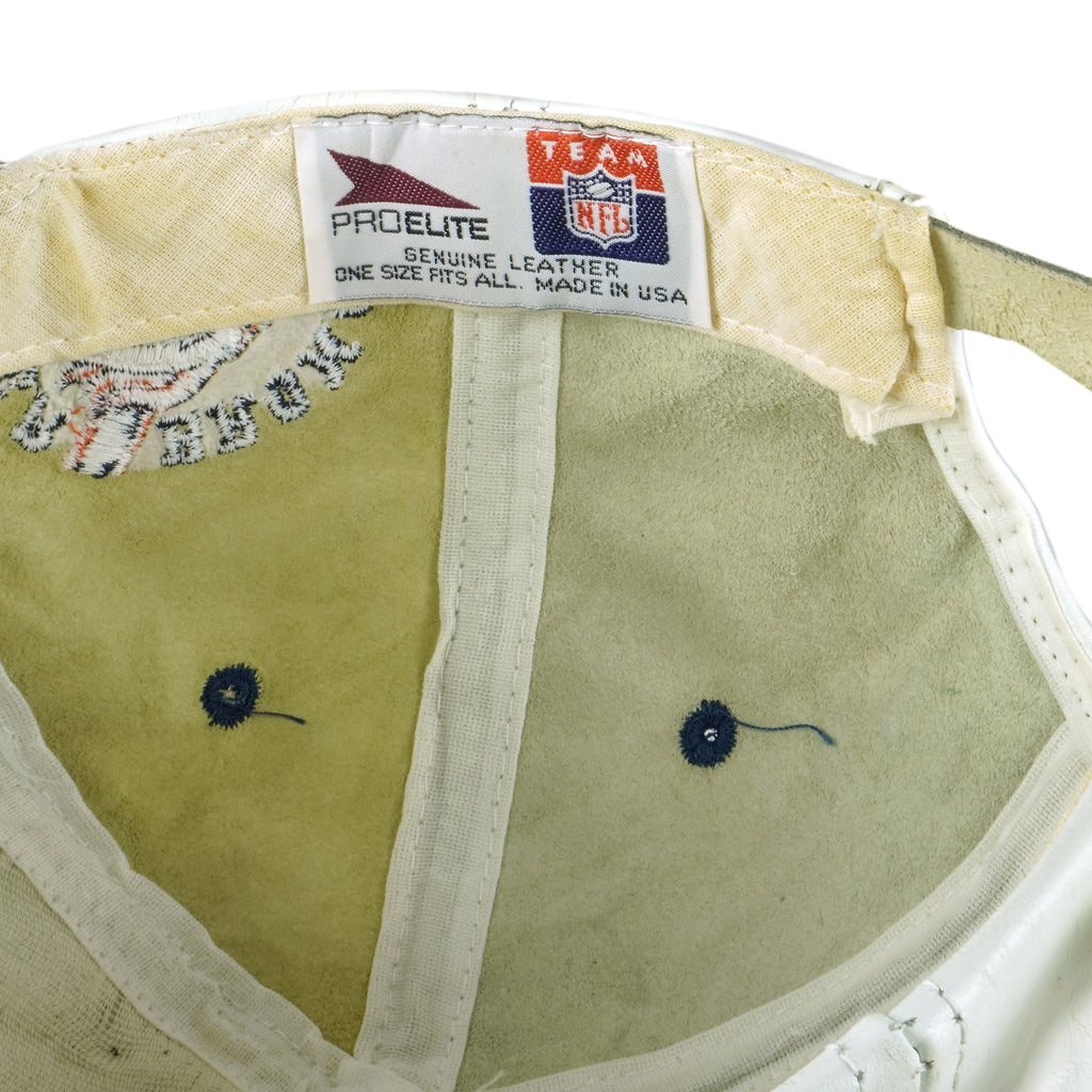 NFL (Pro Elite) - Denver Broncos Embroidered Leather Strapback Hat 1990s OSFA Vintage Retro
