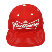 Budweiser - Red Embroidered Snapback Hat 1990s OSFA Vintage Retro