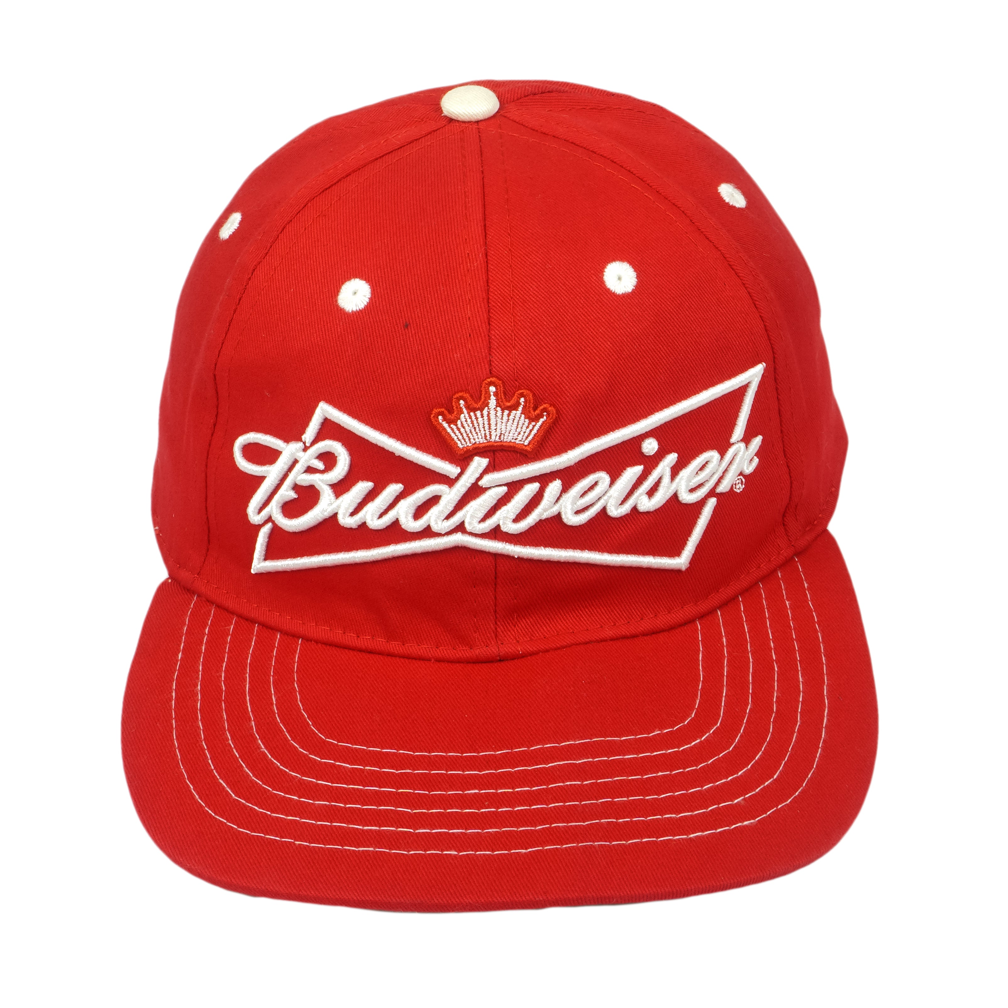 Budweiser - Red Embroidered Snapback Hat 1990s OSFA Vintage Retro