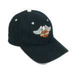 Harley Davidson - Black Embroidered Eagle Strapback Hat 1990s OSFA Vintage Retro