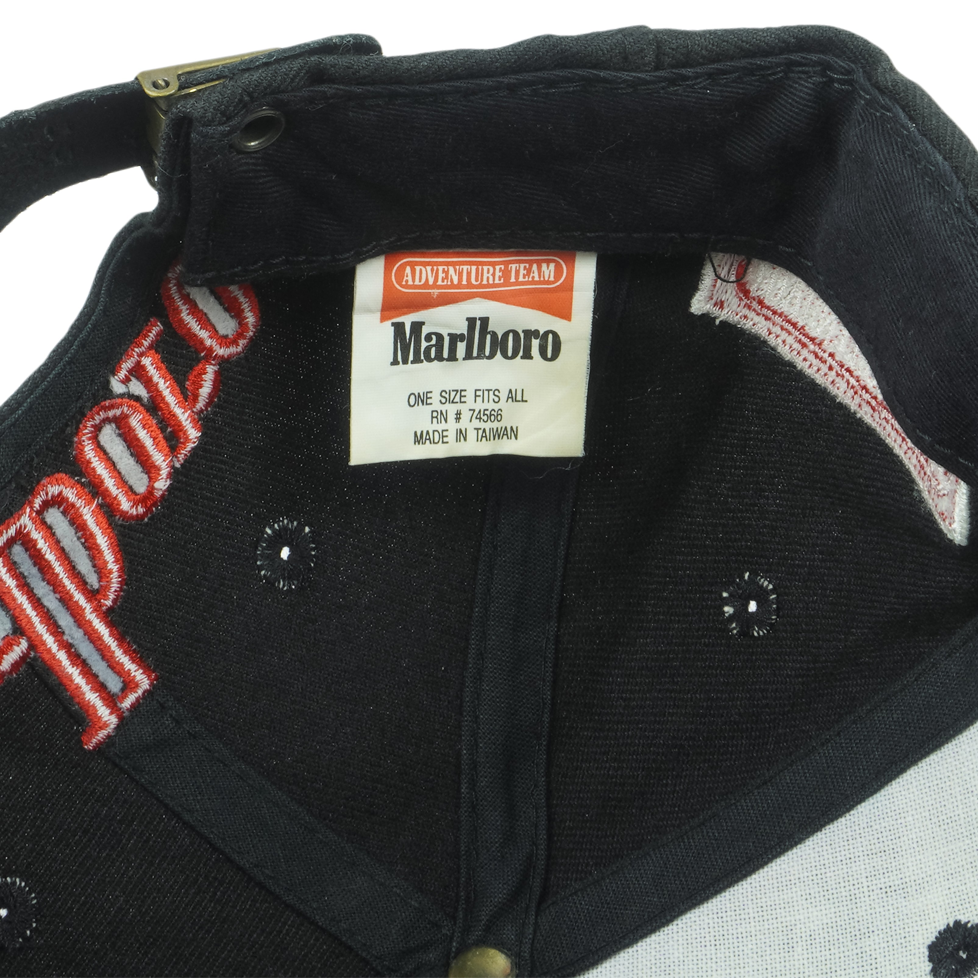 Vintage (Marlboro) - Black & Red Adventure Team Gecko Strapback Hat 1990s OSFA Retro