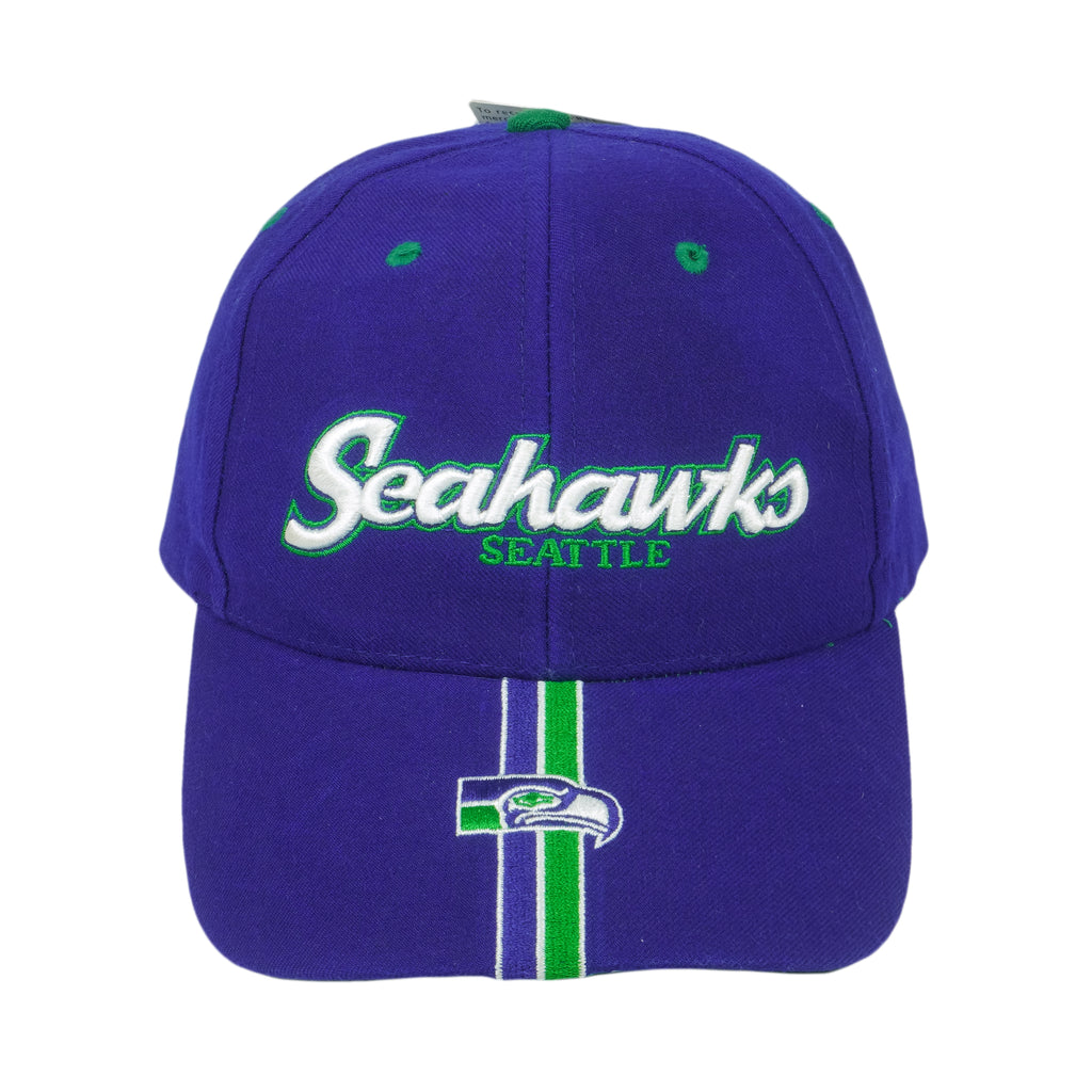 NFL (Twins Enterprise) - Seattle Seahawks Embroidered Strapback Hat with Tags 1990s OSFA Vintage Retro