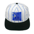 Reebok - Embroidered Shaq #32 White & Blue Pinstripe Snapback Hat 1990s OSFA Vintage Retro