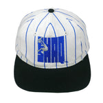 Reebok - Embroidered Shaq #32 White & Blue Pinstripe Snapback Hat 1990s OSFA Vintage Retro
