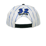 Reebok - Embroidered Shaq #32 White & Blue Pinstripe Snapback Hat 1990s OSFA Vintage Retro