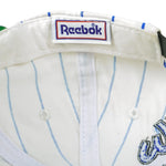 Reebok - Embroidered Shaq #32 White & Blue Pinstripe Snapback Hat 1990s OSFA Vintage Retro