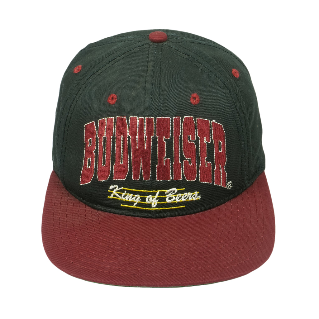 Budweiser - King of Beers Embroidered Logo Snapback 1990s OSFA Vintage Retro Made in USA