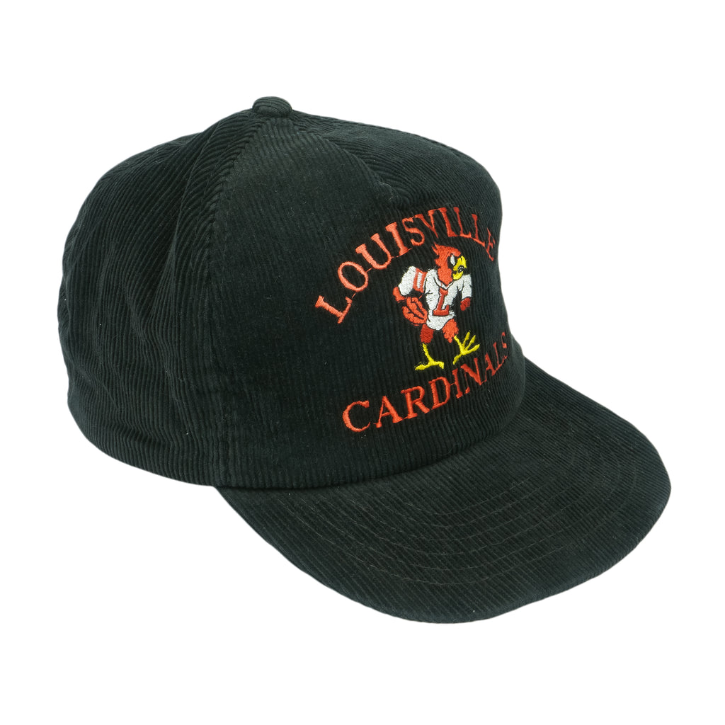 NCAA - Louisville Cardinals Embroidered Corduroy Snapback Hat 1990s OSFA Vintage College University Sports
