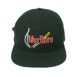 Marlboro - Black Embroidered Cigarette Strapback Hat 1990s OSFA Vintage 