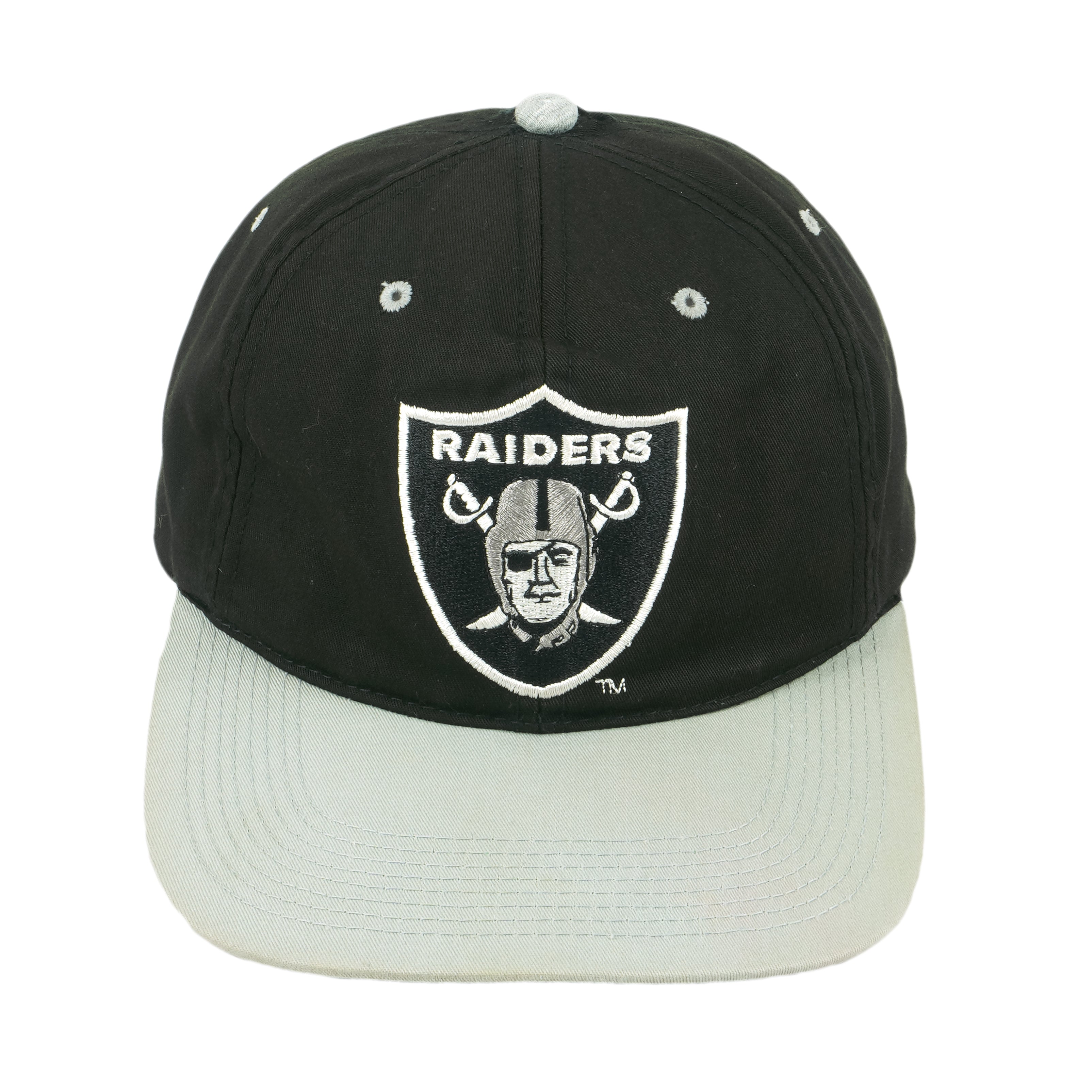 NFL (Sports Specialties) - Los Angeles Raiders Embroidered Logo Snapback Hat 1990s OSFA Vintage Retro
