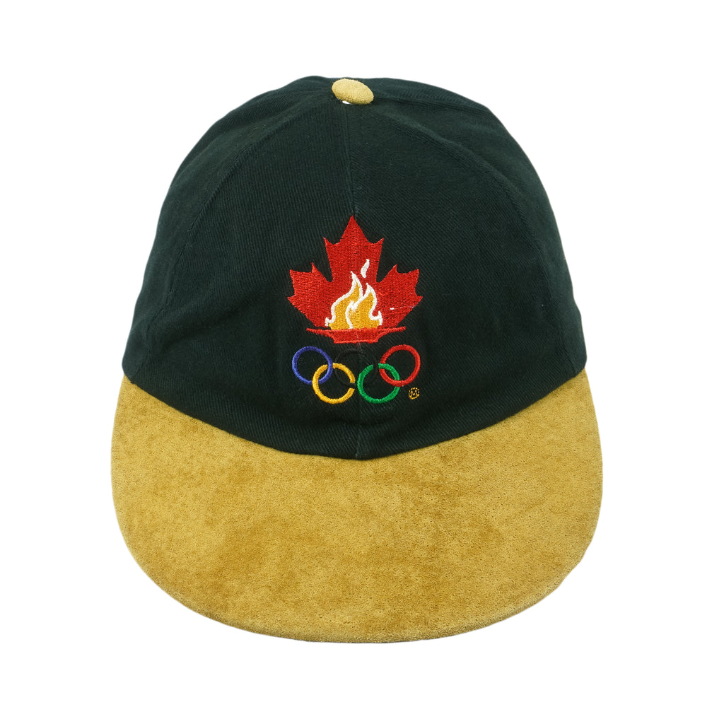 Vintage - Black Team Canada Atlanta 1996 Olympics Suede Strapback Hat 1996 OSFA Retro