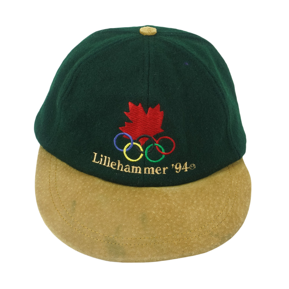 Vintage - Green with Plaid Team Canada Lillehammer 94 Olympics Suede Strapback Hat 1994 OSFA