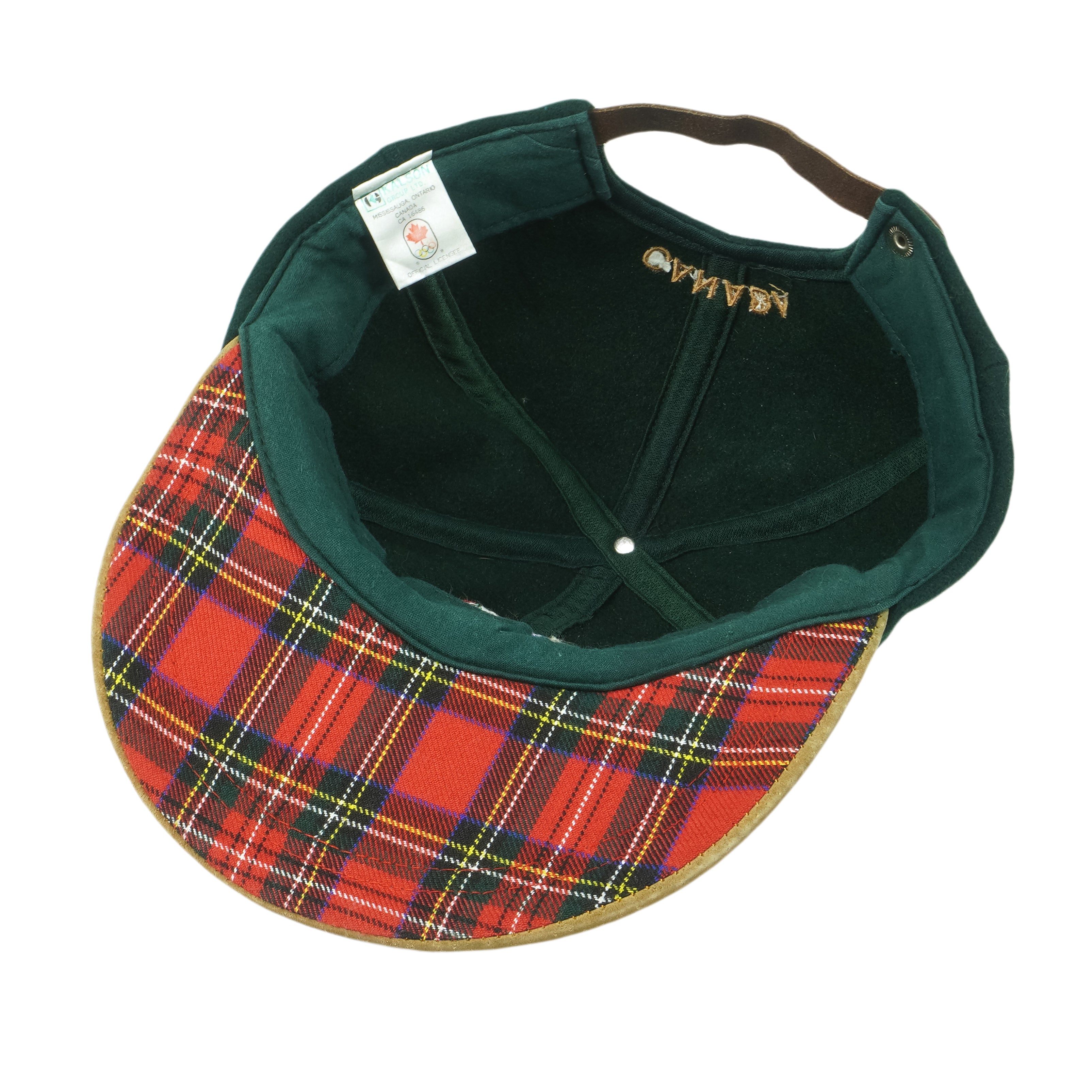 Vintage - Green with Plaid Team Canada Lillehammer 94 Olympics Suede Strapback Hat 1994 OSFA