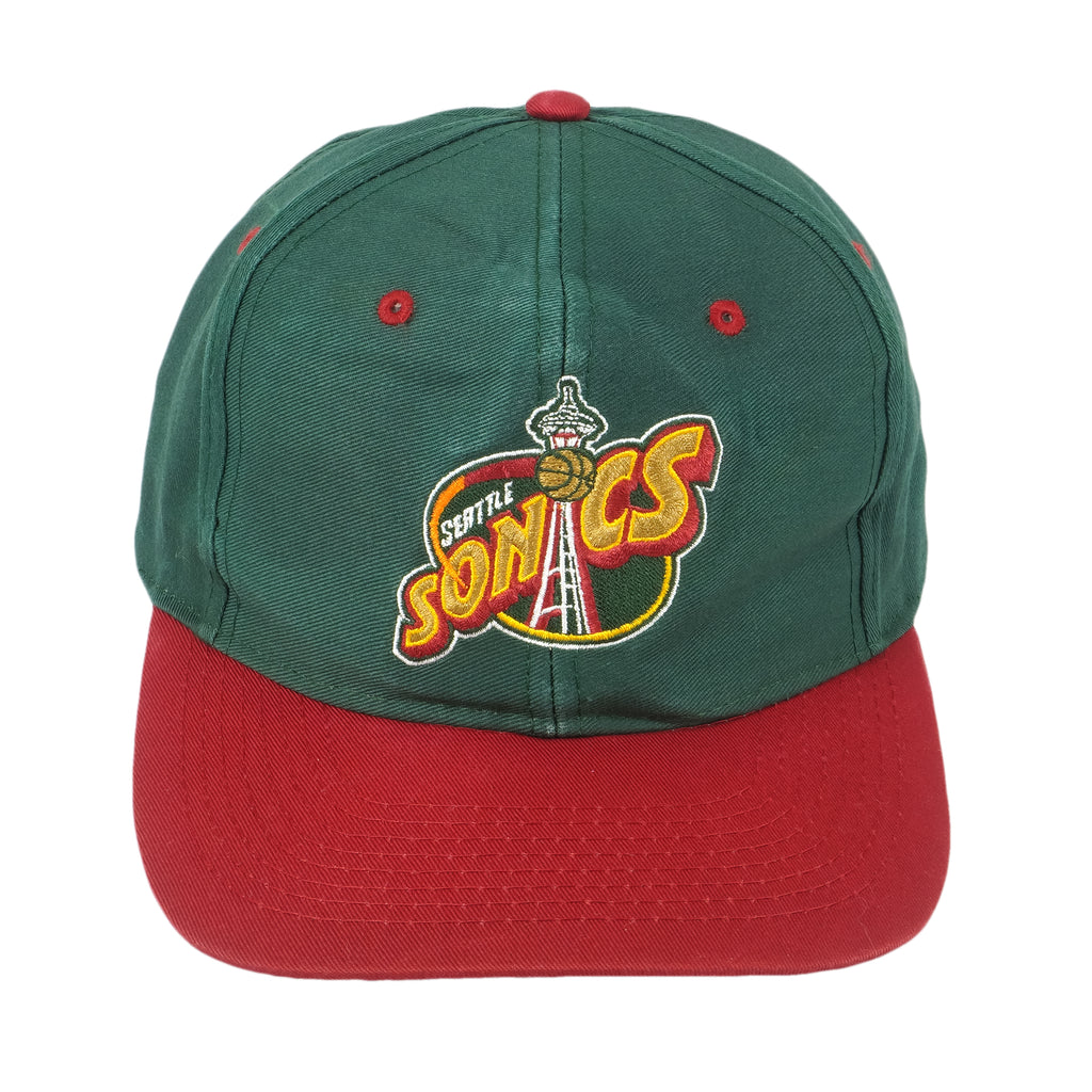 NBA (Logo 7) - Seattle Sonics Embroidered Snapback Hat 1990s OSFA Vintage Retro