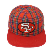 NFL (Drew Pearson) - San Francisco 49ers Plaid Snapback Hat 1990s OSFA Vintage Retro