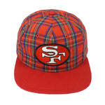 NFL (Drew Pearson) - San Francisco 49ers Plaid Snapback Hat 1990s OSFA Vintage Retro