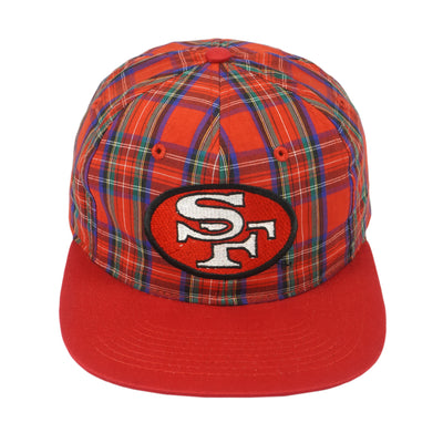 NFL (Drew Pearson) - San Francisco 49ers Plaid Snapback Hat 1990s OSFA