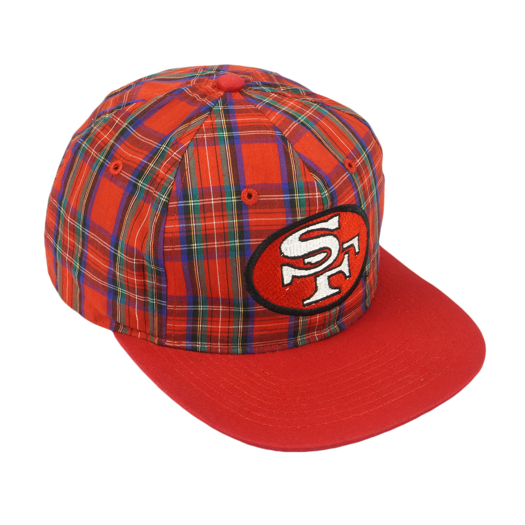 NFL (Drew Pearson) - San Francisco 49ers Plaid Snapback Hat 1990s OSFA Vintage Retro