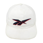 Reebok - White Embroidered Logo Snapback Hat 1990s OSFA Vintage Retro