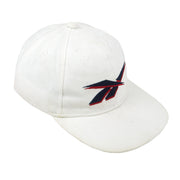 Reebok - White Embroidered Logo Snapback Hat 1990s OSFA Vintage Retro