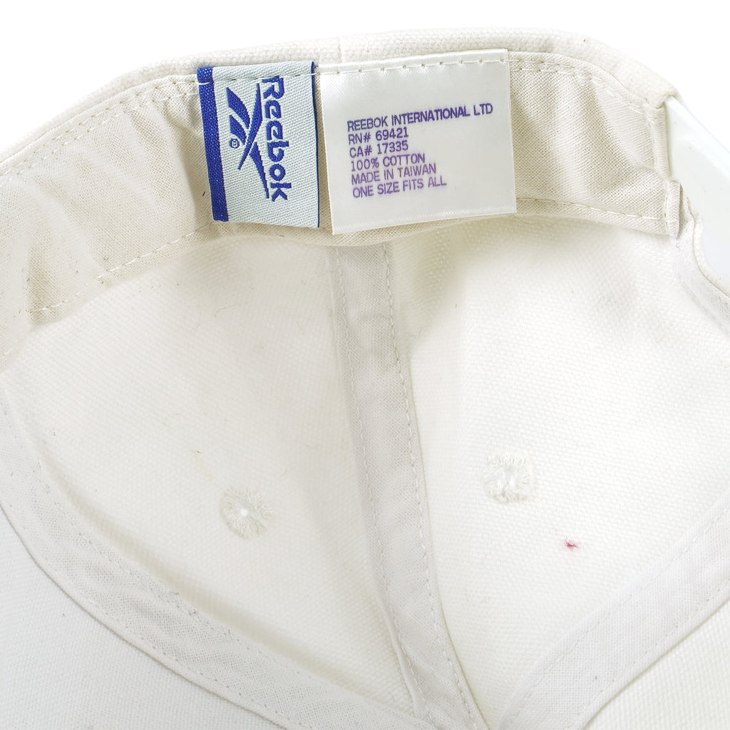 Reebok - White Embroidered Logo Snapback Hat 1990s OSFA Vintage Retro