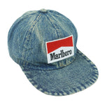 Marlboro - Embroidered Denim Snapback Hat 1990s OSFA Vintage Retro