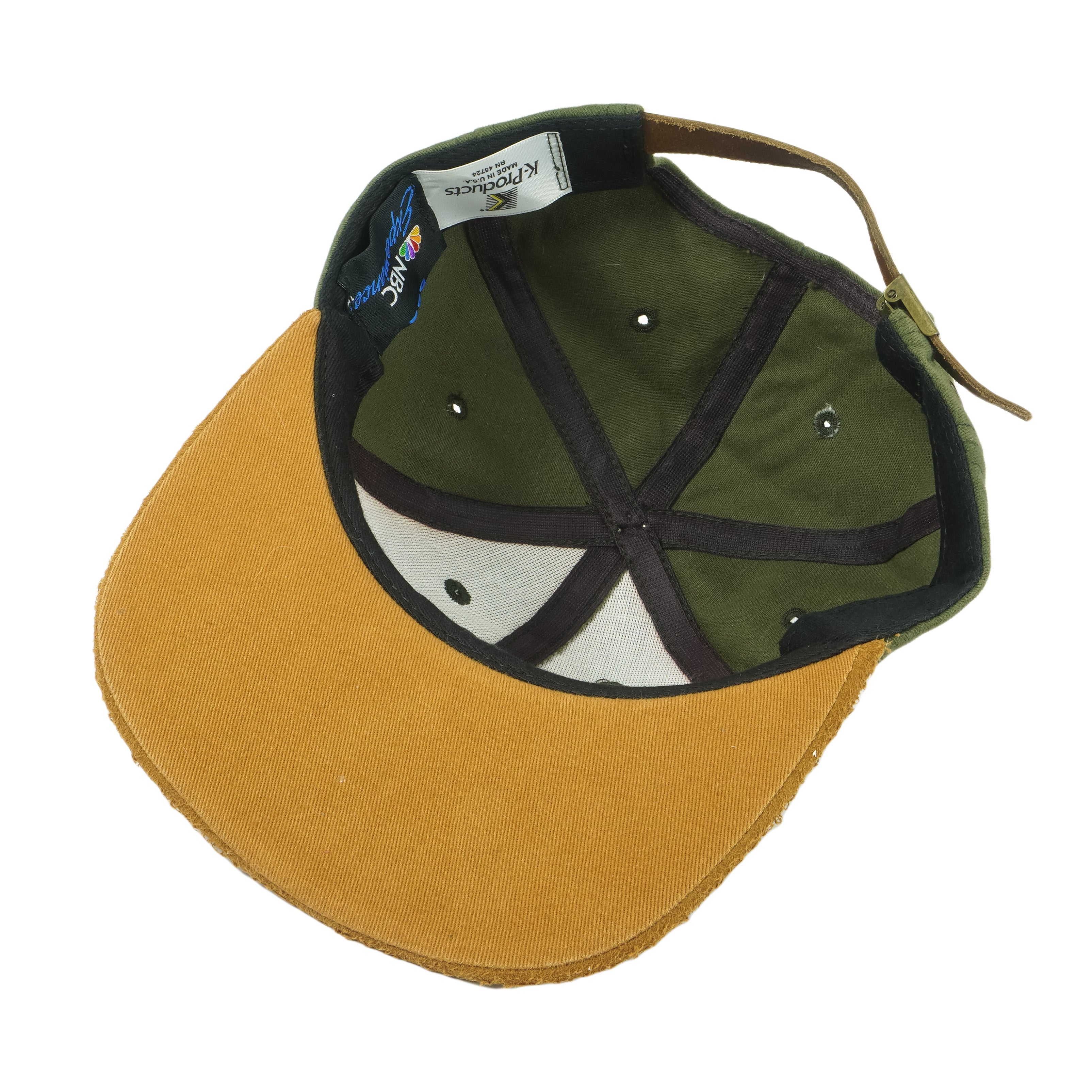 Vintage (K-Products) - NBC New York Leather & Suede Strapback Hat 1990s OSFA NBC Experience