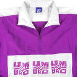 Umbro - Pink Big Logo 1/4 Zip Pullover Windbreaker 1990s X-Large Vintage Retro