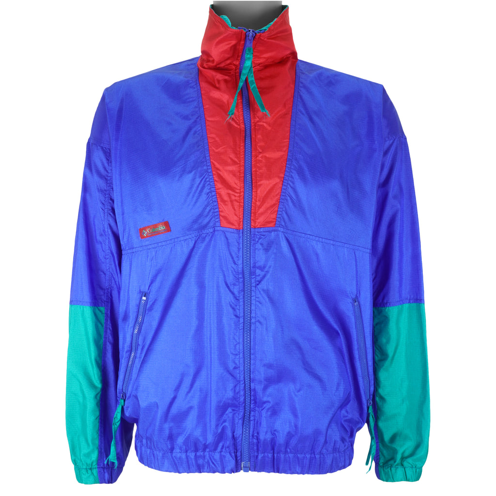 Columbia - ฺBlue Zip-Up Windbreaker 1990s Medium Vintage Retro