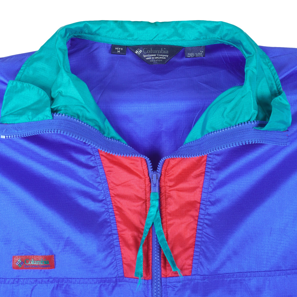 Columbia - ฺBlue Zip-Up Windbreaker 1990s Medium Vintage Retro