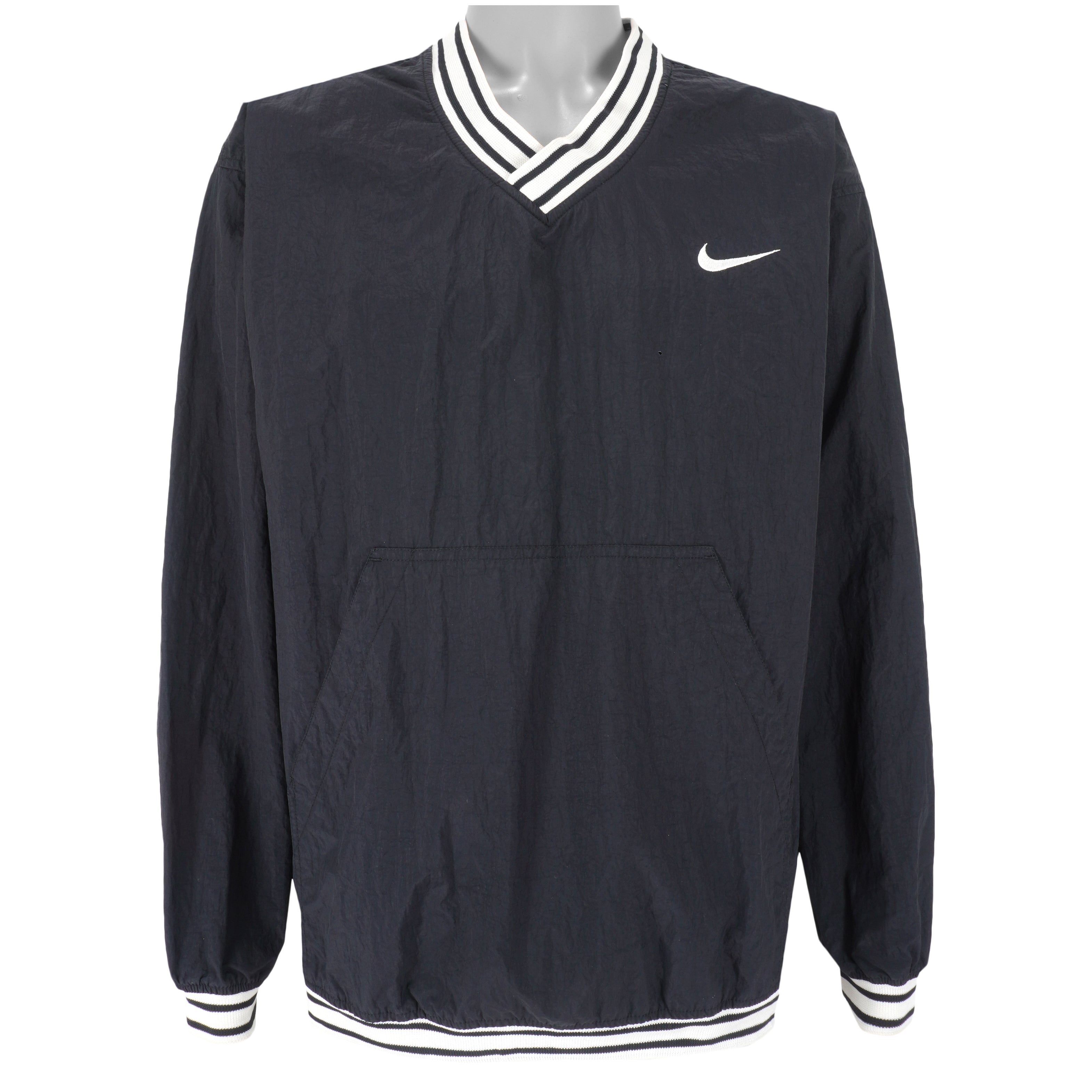 Nike - ฺBlack Pullover Windbreaker 1990s Large Vintage Retro