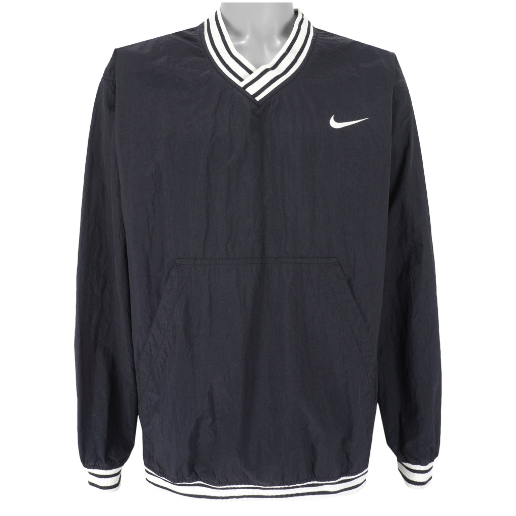 Nike - ฺBlack Pullover Windbreaker 1990s Large Vintage Retro