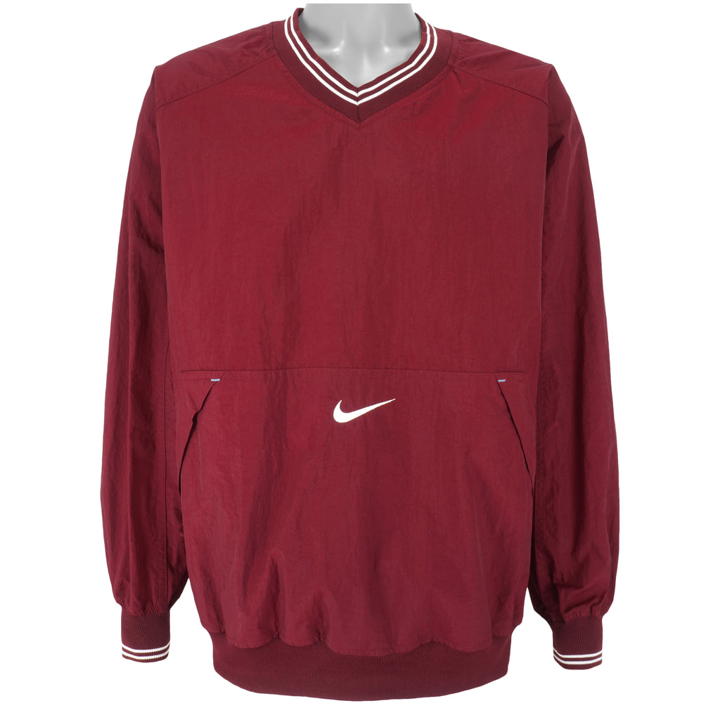 Nike - Red Pullover Windbreaker 1990s Large Vintage Retro