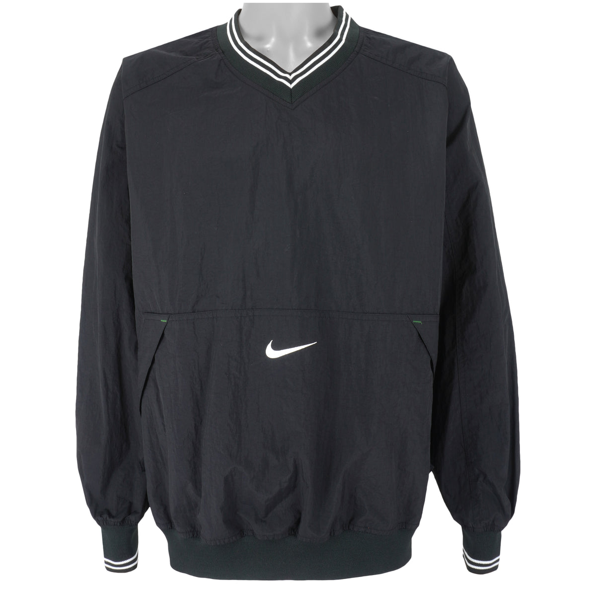 Nike - ฺBlack Embroidered Pullover Windbreaker 1990s X-Large Vintage Retro