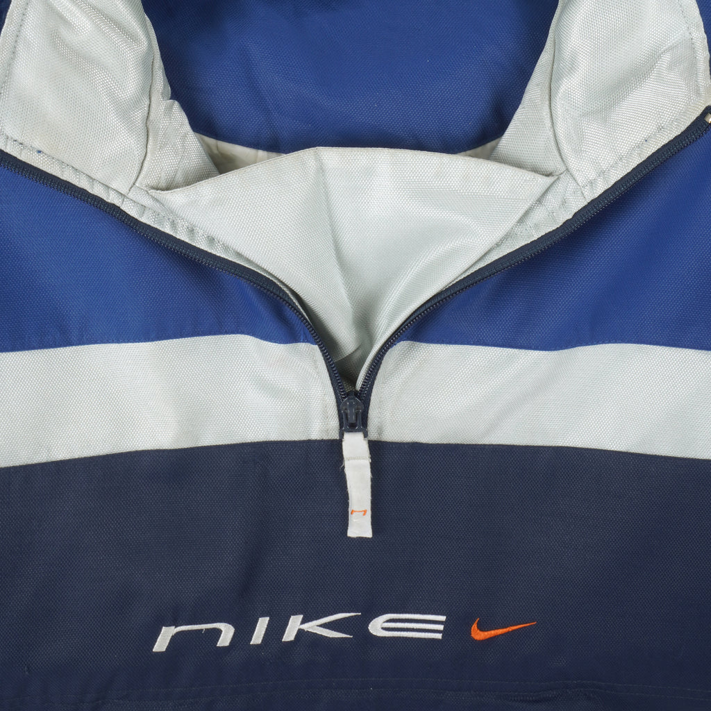 Nike - Blue 1/4 Zip Embroidered Jacket 1990s Large Vintage Retro