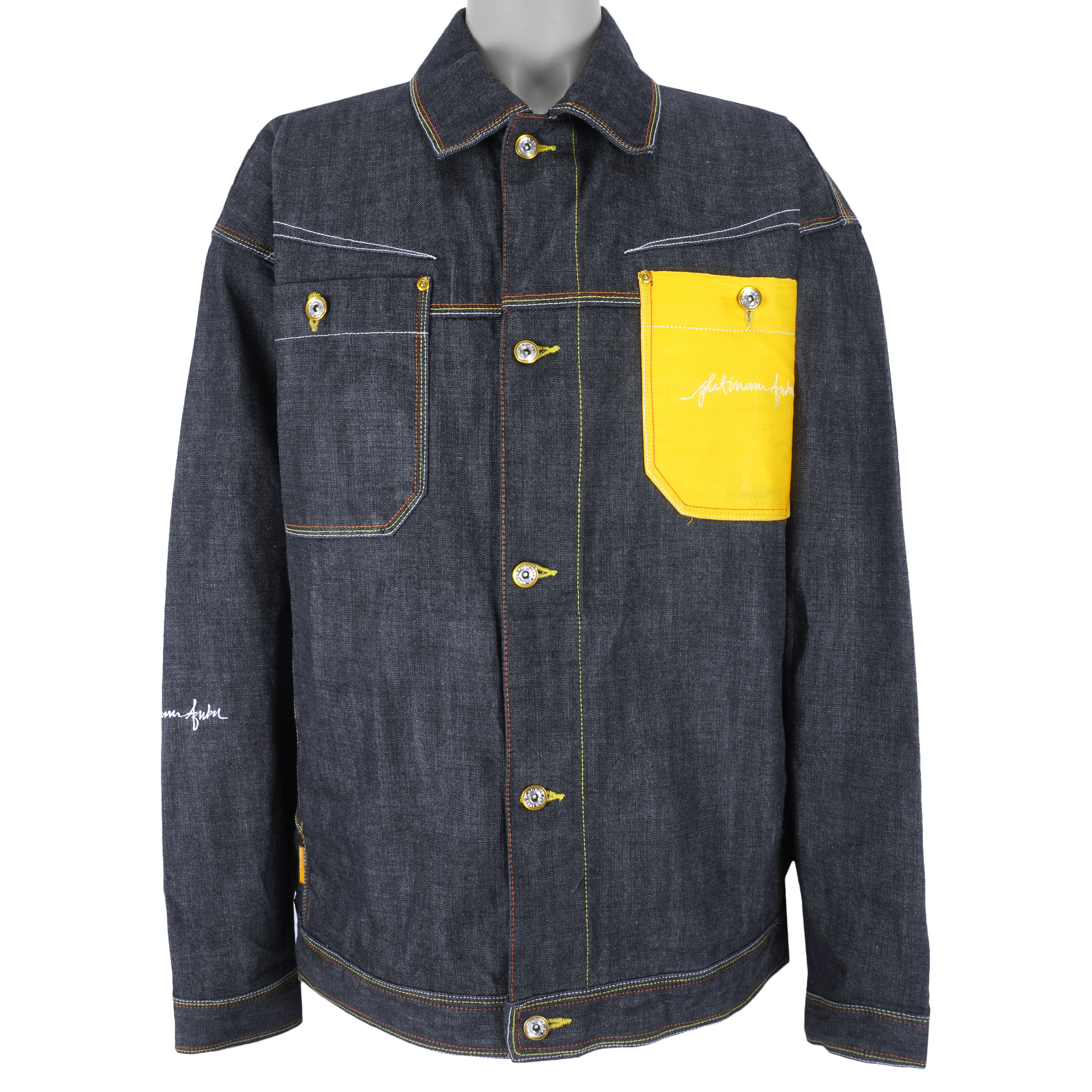 Fubu - Platinum Fat Albert Denim Jacket 1990s X-Large Vintage Retro