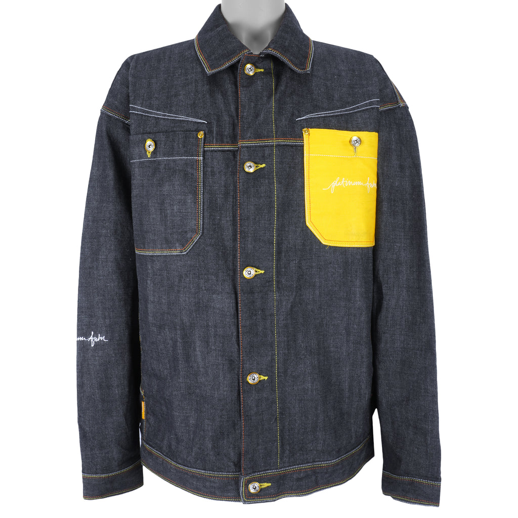 Fubu - Platinum Fat Albert Denim Jacket 1990s X-Large Vintage Retro