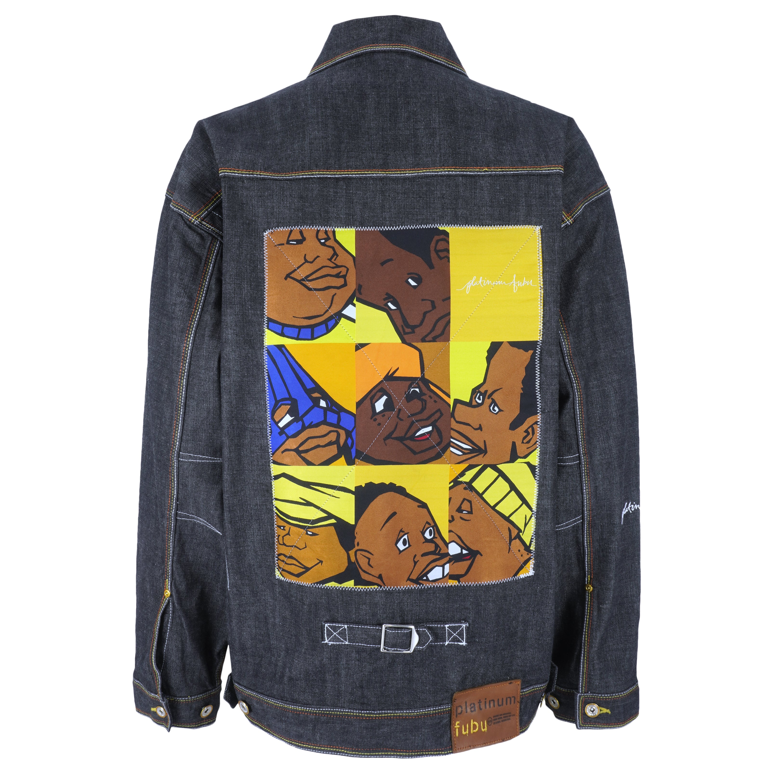 Fubu - Platinum Fat Albert Denim Jacket 1990s X-Large Vintage Retro