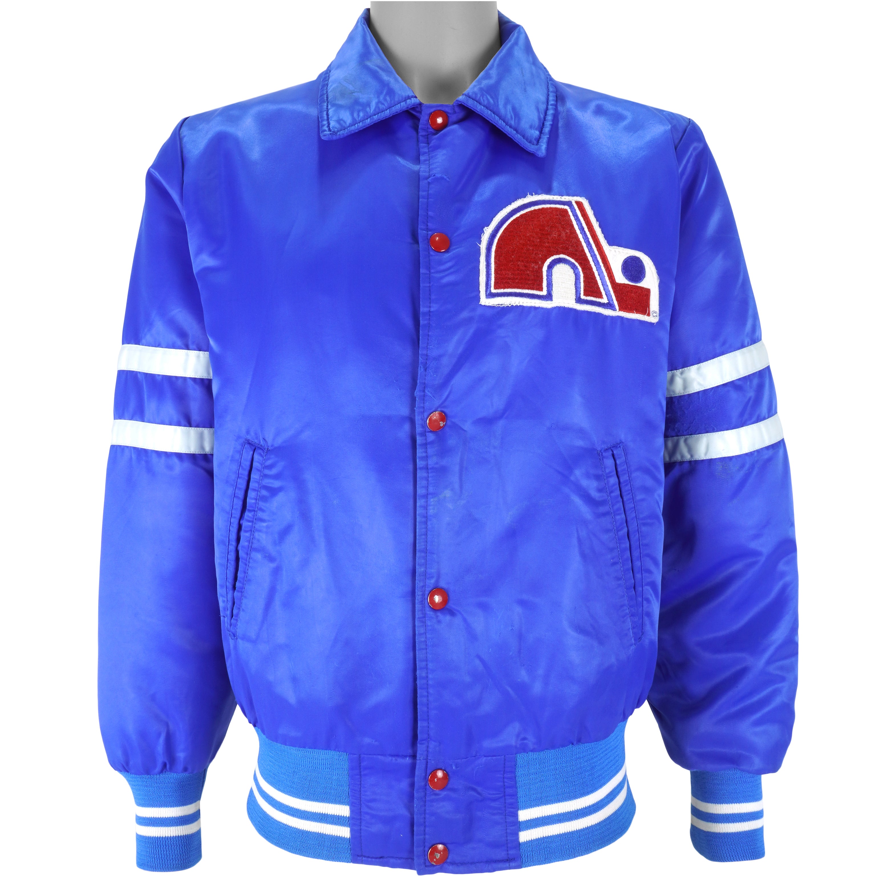 NHL - Quebec Nordiques Satin Jacket 1990s Large Vintage Retro Hockey